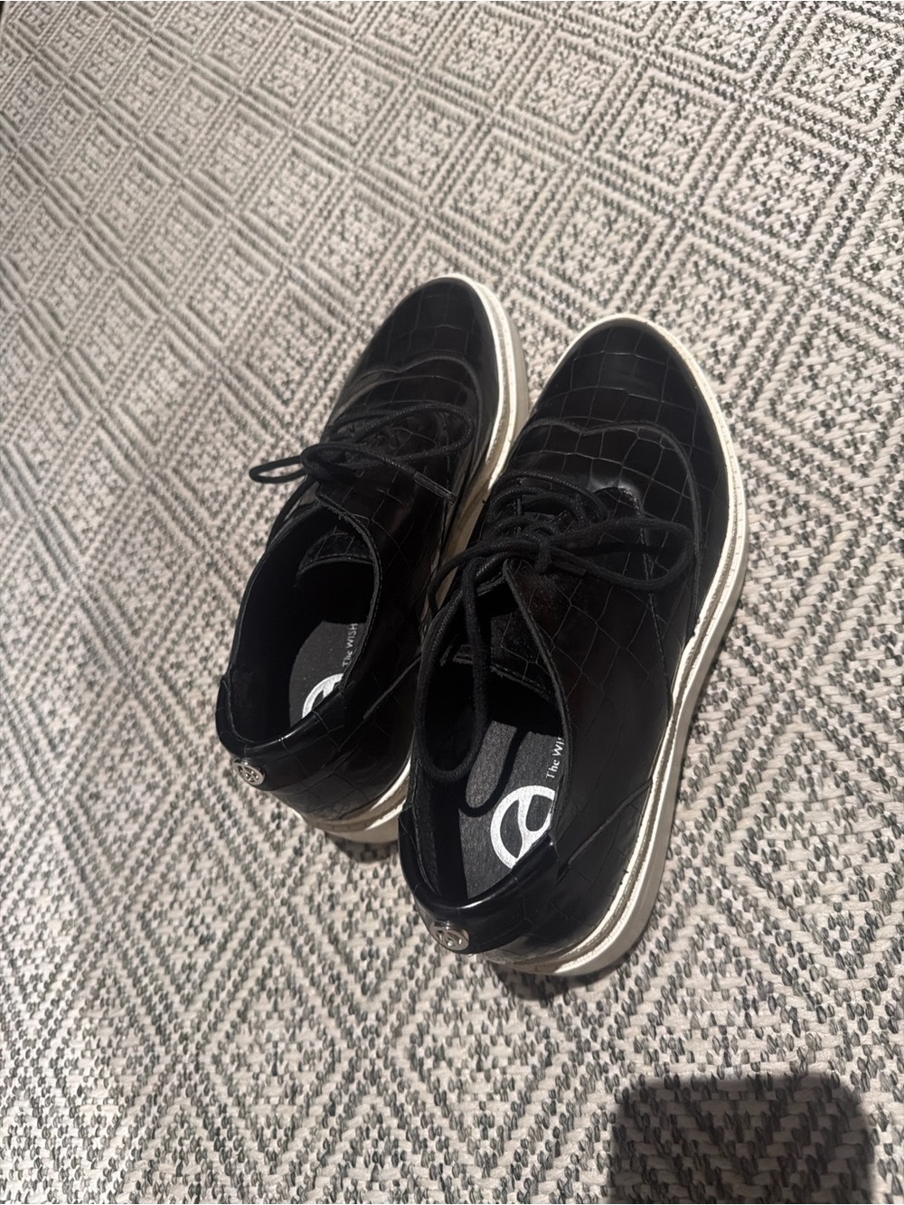 The Wishbone Black Women’s Croc  Lace-Up Platform Sneakers